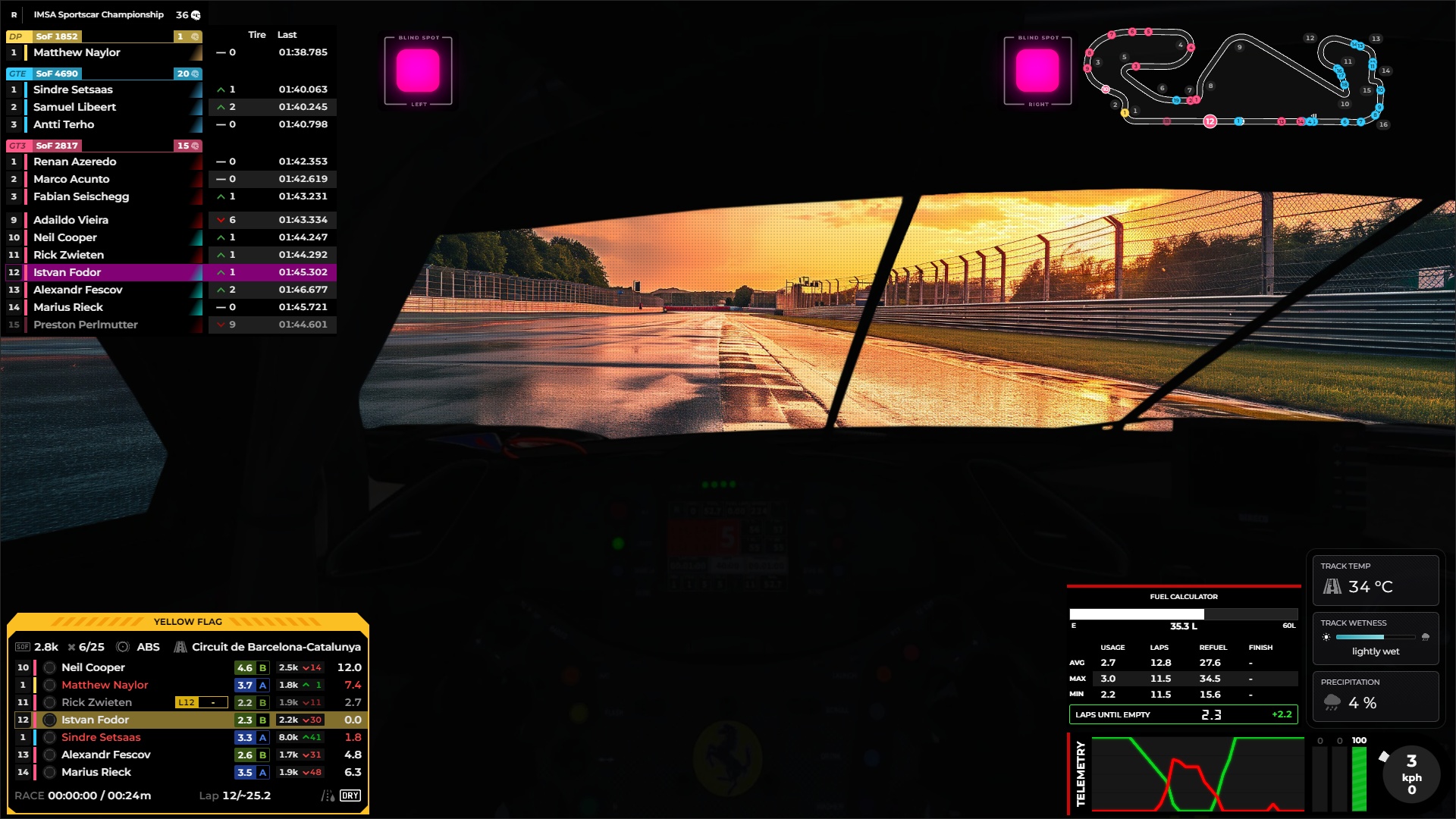 RaceLab iRacing OBS overlay layout showing live timing, track map, and telemetry data
